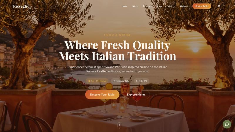 Risveglio Food & Drink website